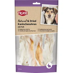 Trixie Rabbit Ears with Fur skanėstas šunims, su kailiu, 100 g