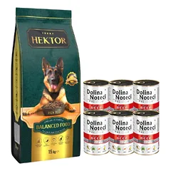 HEKTOR BALANCED Adult 15kg + Dolina Noteci PREMIUM su daug jautienos 6x400g