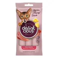 Delickcious™ kreminiai skanėstai katėms – vištiena su ananasais (4 × 15 g, 60 g)
