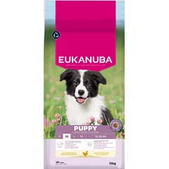 Eukanuba Life Care Puppy Medium sausas maistas vidutinių veislių šuniukams su vištiena, 15 kg