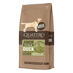 Quattro begrūdis sausas maistas didelių veislių jauniems šunims su antiena 3 kg
