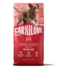 CARNILOVE ACTIVE Dog Dry Venison & Reindeer & Wild Boar sausas pašaras šunims, 12 kg parduotuvėje petreon.lt