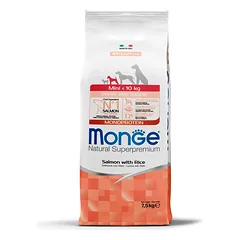Monge Mini Puppy & Junior Salmon And Rice sausas maistas mažų veislių šuniukams su lašiša ir ryžiais, 7.5 kg