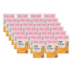 PURINA Cat Chow Suaugusių kačių ėdalas su lašiša ir šparaginėmis pupelėmis drebučiuose 26X85g