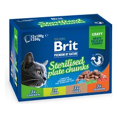 Brit Premium konservai sterilizuotoms katėms rinkinyje 12 vnt. (dėžutėje)