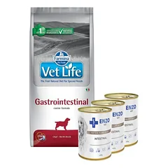 FARMINA Vet Life Dog Gastrointestinal 12kg + ENZO VET Žarnyno dieta šunims su ėriena 3x400g