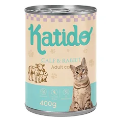 KATIDO Adult Cat Veal and Rabbit 400 g veršiena ir triušis su lašišų aliejumi katėms