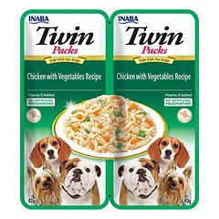 CIAO Twin packs skanėstas šunims, vištiena su daržovėmis vištienos sultinyje, 2×40 g.