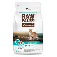 VetExpert Raw Paleo Sterilised su vištiena, tunu ir lašiša, sausas maistas katėms 6 kg — 3 nuotrauka