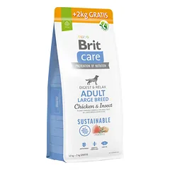 Brit Care Sustainable Adult Large Breed Chicken&Insect sausas maistas šunims su vištiena ir vabzdžiais 12 + 2 kg