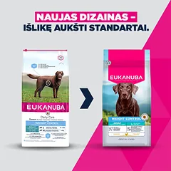 Eukanuba Daily Care Weight Control sausas maistas didelių veislių šunims su vištiena, 15 kg