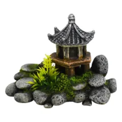 Dekoracija akvariumui Šventykla ant akmenų, 15,3x9,3x11,2 cm