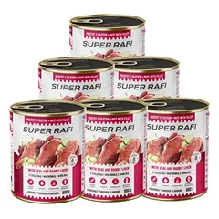 Super Rafi su veršiena ir triušienos kepenėlėmis šunims, 6x800 g