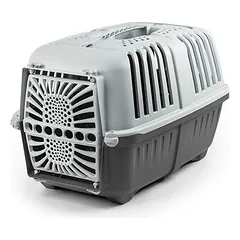 lionto Hundetransportbox aus Kunststoff, Tragegriff & Verriegelung