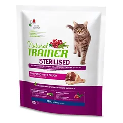 Natural Trainer Sterilised Adult Dry-Cured Ham&Pea sausas maistas suaugusioms sterilizuotoms katėms su vytintu kumpiu ir žirneliais, 300 g