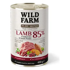 WILD FARM PURE MONO Ėriena, spanguolės ir saldžiosios bulvės 400 g vienos rūšies baltymų šunų maistas