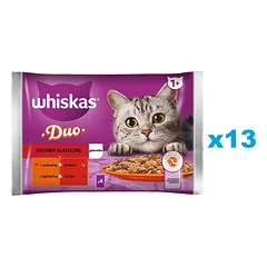WHISKAS Adult 52x85g "Classic kits" drėgnas kačių ėdalas su jautiena ir paukštiena, ėriena ir antiena