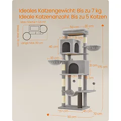 Kačių draskyklė 175 cm — 5 nuotrauka