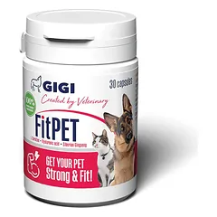 GIGI FitPET Pet Supplement for Energy Boost maisto papildas šunims ir katėms svorio ir energijos palaikymui 30 kaps.