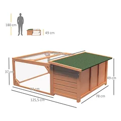 Smulkių gyvūnų narvas su aptvaru ir išimamu dugno padėklu, atsparus oro sąlygoms, 125,5 x 100 x 49 cm, oranžinis ir žalias — 3 nuotrauka