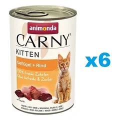 ANIMONDA Carny Kitten Poultry&Beef 6x400 g paukštiena ir jautiena kačiukams