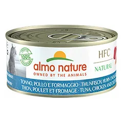 Almo Nature HFC Natural tunas, vištiena ir sūris, drėgnas maistas katėms 150 g — 2 nuotrauka