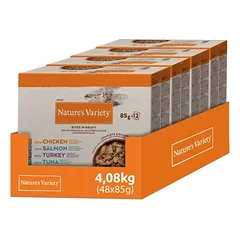 Nature's Variety Bites padaže, drėgnas maistas katėms, ekonominė pakuotė 48 x 85 g