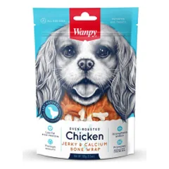 Wanpy Chicken Jerky vytintos vištienos ir kalcio kauliukų skanėstai šunims, 100 g