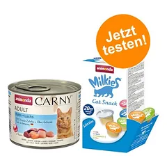 animonda Kombi-Paket: 12 x 200 g Carny Adult + 20 x 15 g Milkies Selection