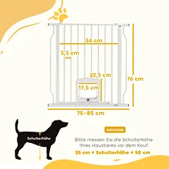 Apsauginiai varteliai 75–85 cm su durelėmis katėms, montuojami be gręžimo, šunims, balti — 3 nuotrauka