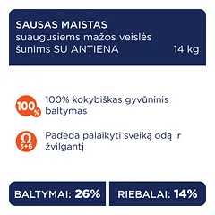 CLUB 4 PAWS Premium mažų veislių suaugusiems šunims su antiena. Visavertis sausas pašaras, 2 kg — 3 nuotrauka
