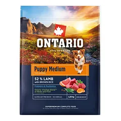 Ontario Dog Puppy Medium Lamb with Brown Rice 2,25 kg