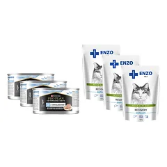 PURINA Veterinary PVD CN Convalescence 3x195g skardinė + ENZO VET Recovery katėms 3x100g