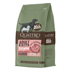 Quattro Grain Free sausas pašaras su lašiša ir kriliu suaugusiems šunims - Pet24