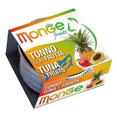 Monge Fruits Tuna & Fruits papildomas maistas suaugusioms katėms su tunu ir vaisiais, 80 g