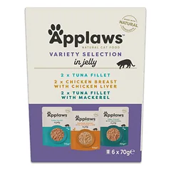 APPLAWS Cat Mix 6 × 70 g – įvairių skonių drėgno ėdalo želėje rinkinys katėms