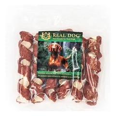 Real Dog skanėstai šunims, odos spyruoklė su antiena, 500 g