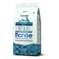 Monge All Breeds Adult Monoprotein su upėtakiu, ryžiais ir bulvėmis, sausas maistas šunims 2,5 kg