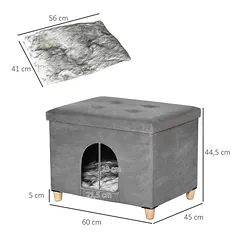 Katės namelis, namelis ir pakojis, 60 × 45 × 44,5 cm — 3 nuotrauka