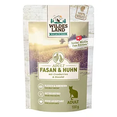 WILDES LAND pheasant&chicken begrūdžiai konservai katėms su fazaniena ir vištiena, 100 g