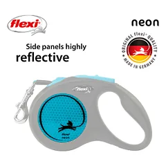 Flexi New Neon Tape juostinis, mėlynas pavadėlis šunims, S, 5 m — 3 nuotrauka