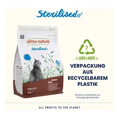 Almo Nature Functional Sterilised Cat su jautiena ir ryžiais, sausas maistas katėms — 4 nuotrauka