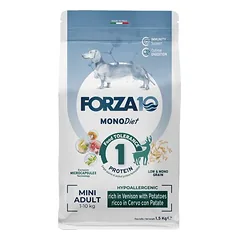 Forza10 Mini Diet Low Grain with Deer and Potato dietinis, sausas maistas mažų veislių šunims, su maisto netoleravimu ir alergijomis, 1,5 kg parduotuvėje zooplus.de
