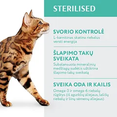 OPTIMEAL™ sausas pašaras sterilizuotoms katėms su kalakutiena ir avižomis, 4 kg — 2 nuotrauka