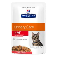 Hills Prescription Diet Urinary Stress c/d Salmon Cat šlapimo sistemos sveikatai stiprinti ir stresui valdyti, 85 g