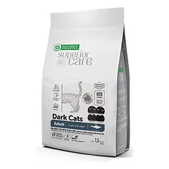 NATURES PROTECTION Superior Care Dark Cats Grain Free su silke suaugusiems visų veislių katėms 1,5kg
