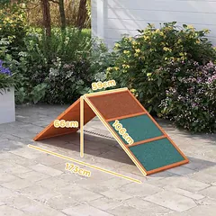 Šunų rampa PawHut 173x59x66cm., šviesiai rudos/žalios spalvos — 3 nuotrauka