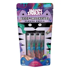HAPPY SNACKY Beef Mackerel Flavor Cream 4x10g kreminis skanėstas katėms