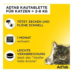 AdTab kramtomosios tabletės katėms, 2-8 kg, 3 kramtomosios tabletės — 3 nuotrauka