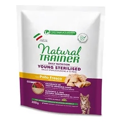 Natural Trainer Cat Young Sterilized Chicken sausas maistas sterilizuotiems kačiukams ir jauniems katėms, 300 g